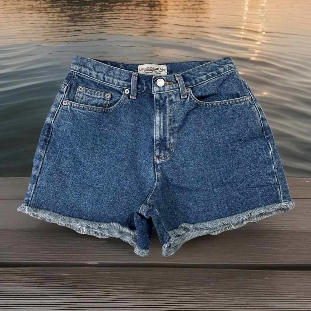 London Jean Original Classic High Rise Shorts 2 (W25 Inseam 3) Blue Cotton Women